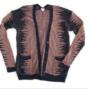 BP peach and navy blue knit cardigan